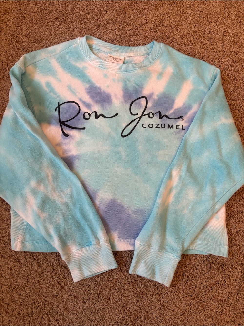 EUC Ron Jon Cozumel Blue and Purple Tie-Dye Cropped Sweatshirt